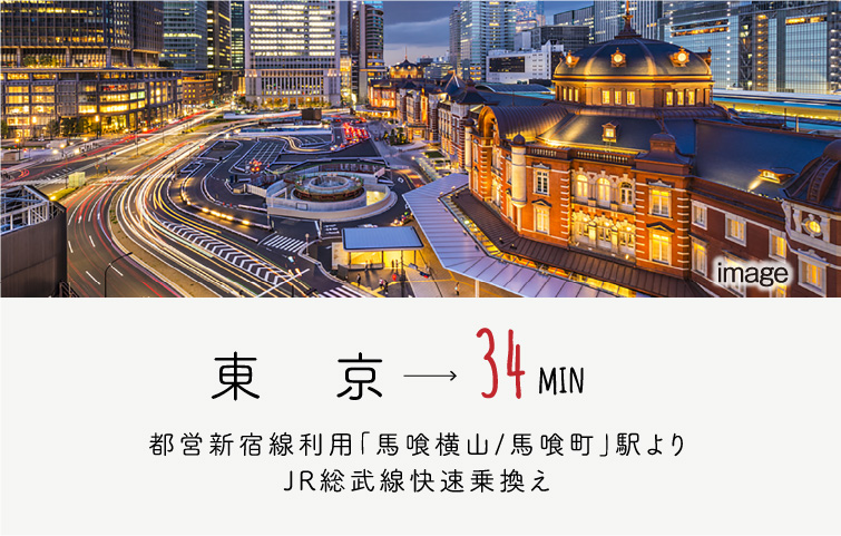 東京→27min/都営新宿線利用「馬喰横山/馬喰町」駅よりJR総武線快速乗換え